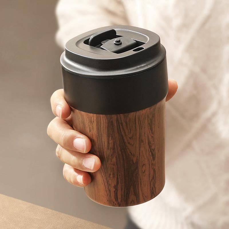 Wood Grain Thermo Cafe Thermos Mug for Tea Water Coffee Leak-Proof Travel Thermo Cup Stainless Steel Coffee Mug
