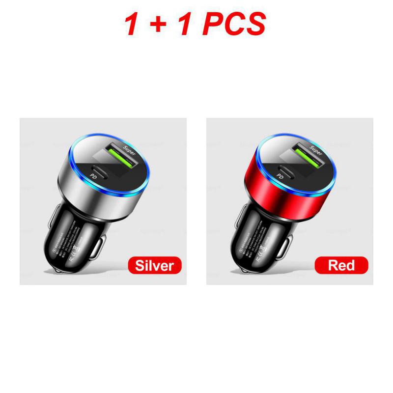 1~5PCS Car Charger Digital Display Fast Charging 20w Car Supplies Phone Charger Multifunctional Type-c Car Accessories