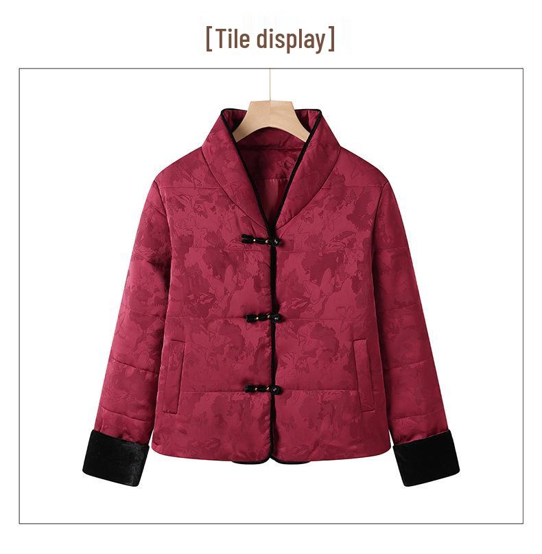 New Chinese Style Winter Down Cotton Jacket for Middle-Aged & Elderly Women - Short, Warm Grandma Outerwear