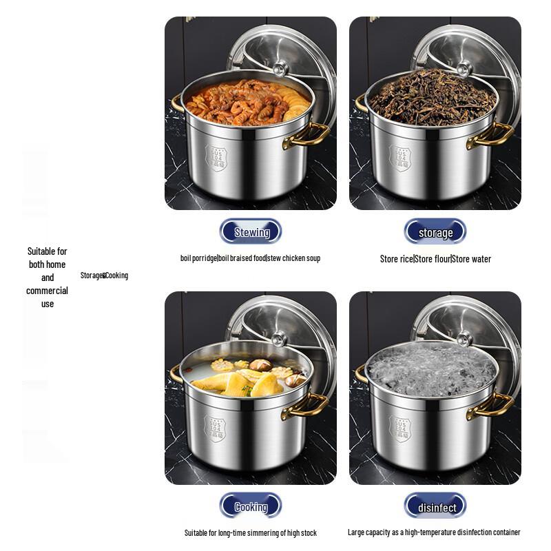 304 Stainless Steel Induction Soup Pot with Lid