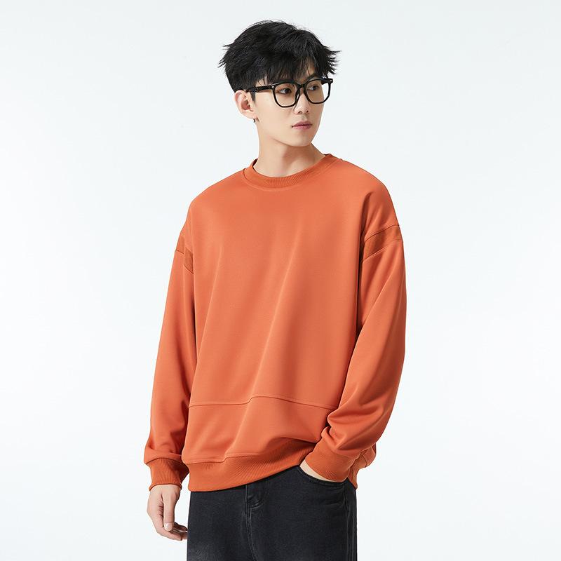 Round Neck Sweatshirt Men's Autumn New Solid Color Men's Long-sleeved T-shirt Tops Bottoming Shirt Versatile Loose Men's Clothing