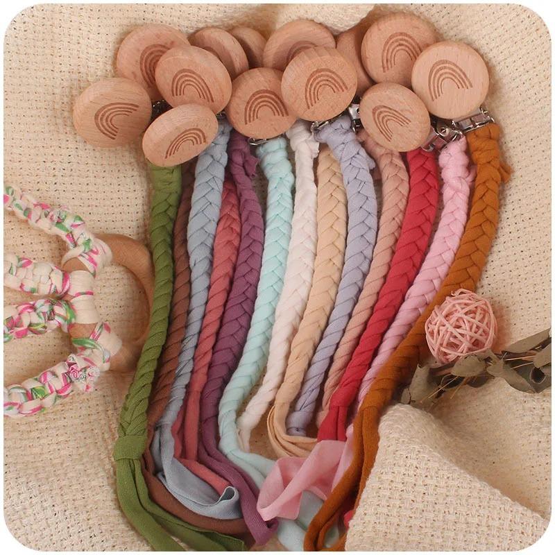 Fabric Baby Pacifier Clip Holder Hand-woven Pacifier Clips Baby Toys Anti-loss Clip Infant Newborn Nursing Tools Accssories New