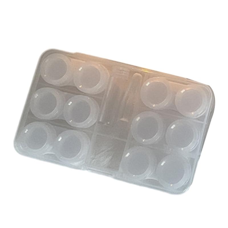 Portable Contact Lenses Case With Wearing Suction Stick And Tweezers For Daily Use Can Hold 6 Pair Contact Lenses