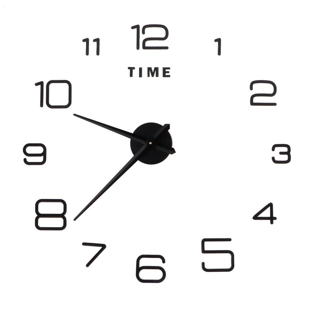 DIY Wanduhr Acryl Rahmenlos Spiegeloberfläche Wandaufkleber Uhr Dekor für Wohnzimmer Schlafzimmer Schwarz