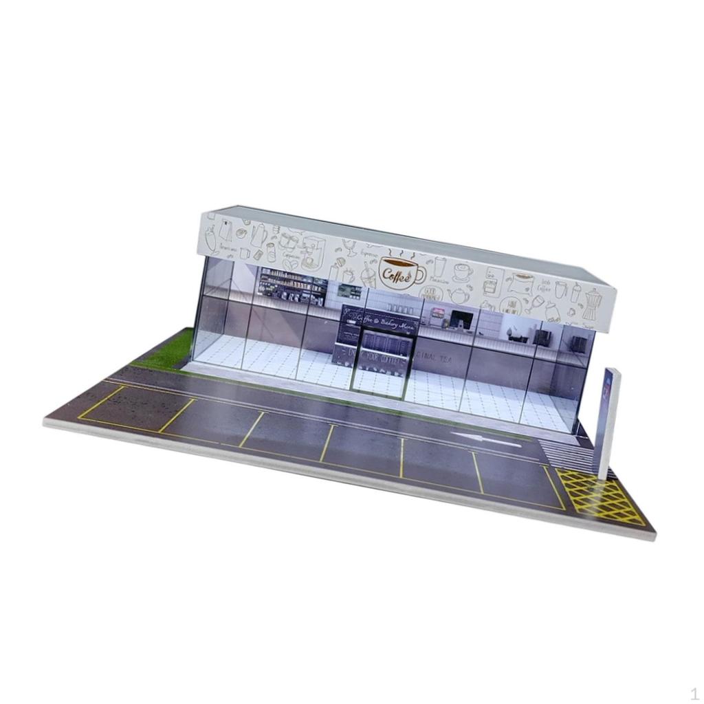 1/64 Model Car Display Case Diorama Micro Landscape Decor Collectible Gift with Light Decorative