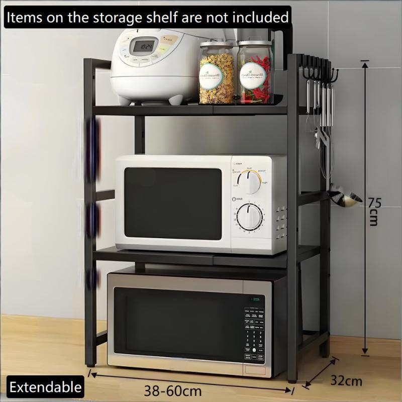 Expandable Microwave Oven Rack Multi Layer Adjustable Shelf Heavy Duty Kitchen Storage Stand for Appliances
