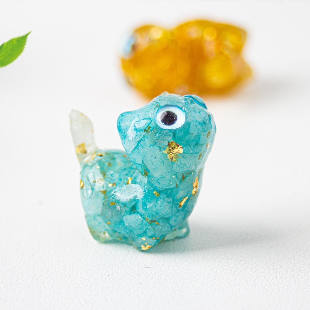 Crystal Resin Cat Figurine With Colorful Shell Decor For Office Desk Gift