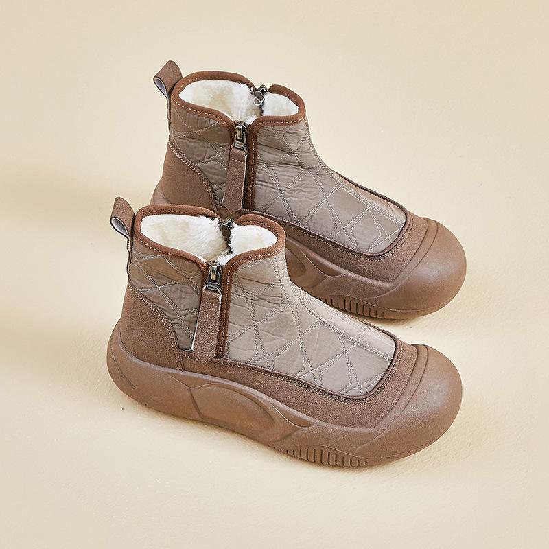 Women's Winter Warm Snow Boots Fuzzy Waterproof Walking Shoes for Women Casual Anti-Slip Comfortable Chunky Platform Short Booties With Faux Fur Lined