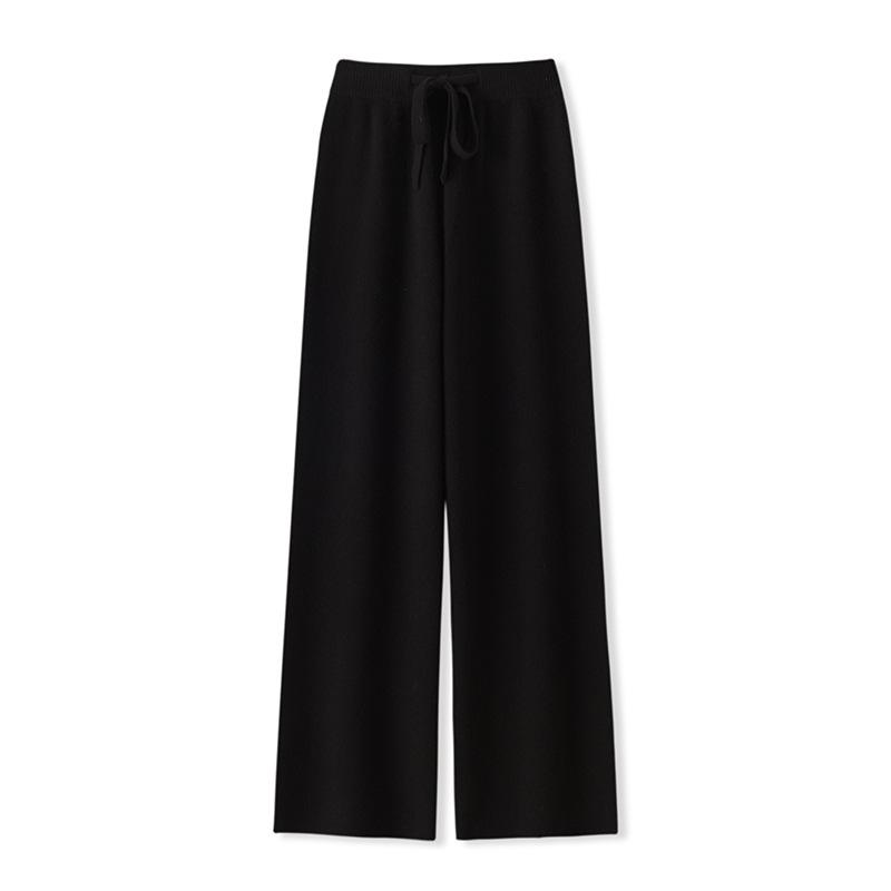 

Женские шерстяные брюки с высокой талией и широкими штанинами: Осень/Зима, Плотный и Теплый, Повседневный, Длинный, Вязаный, Прямой крой. XXL for 168-170cm