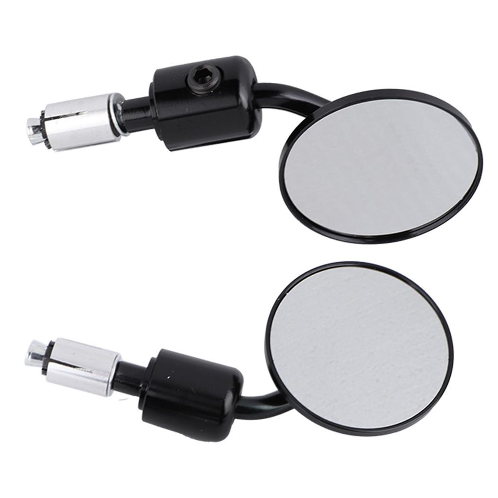 1 Pair 7 8  Round Handlebar Bar End Rear View Mirrors Motorcycle Motorbike Sidemirror Black