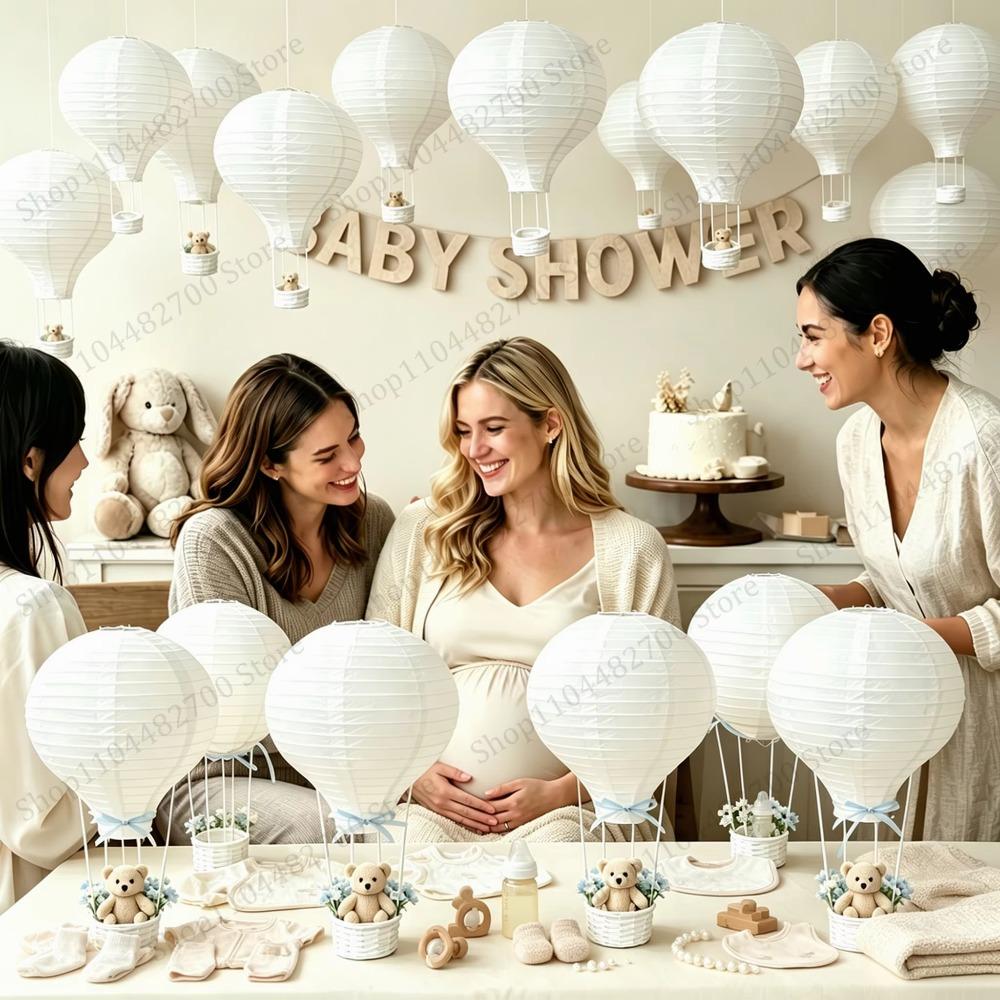 6-48Pcs Hanging Hot Air Balloon Paper Lanterns DIY Party Decorations 8-16inch White Paper Lantern for Wedding Baby Shower Party