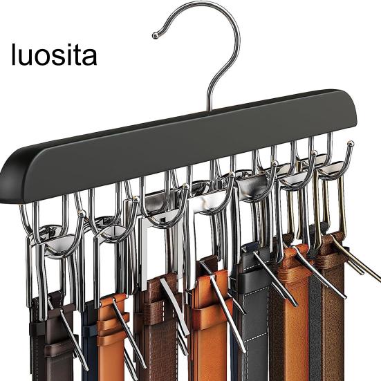 Tie Storage Rack Scarf Belt Holder with Multiple Hooks, 360-Degree Rotating, Multifunctional Closet Belt Hanger Storage Holder