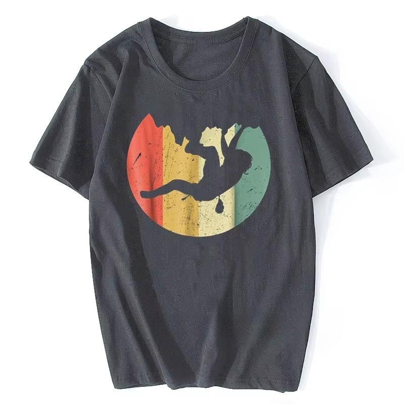 Fashion T Shirt Rock Climbing T Shirt Vintage Retro Mountain Rock Climber Cotton Tshirt Hip Hop Tees Streetwear S