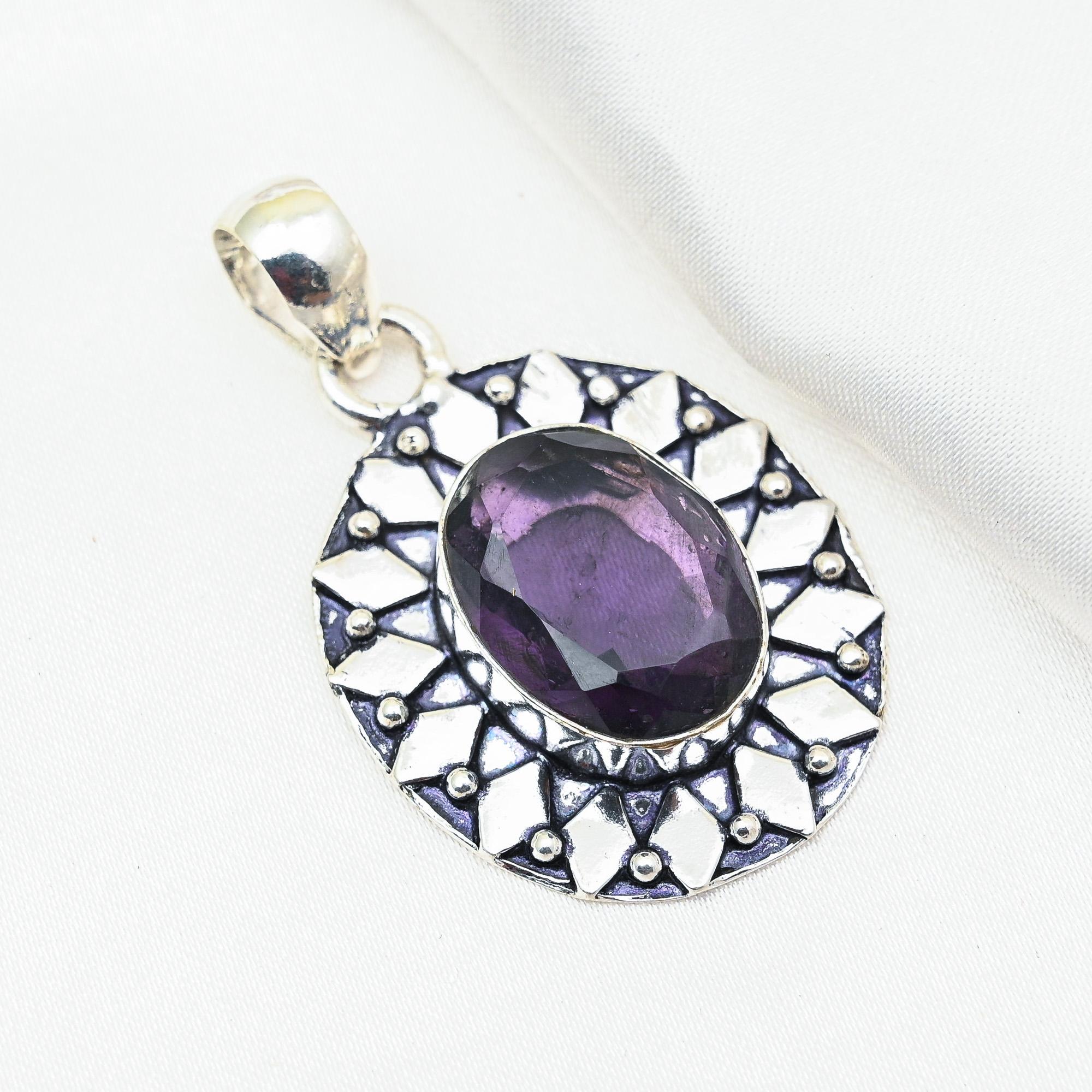 

Подвеска с аметистом, ювелирные изделия из драгоценных камней, подвеска из цельного серебра 925 пробы, подарок для женщин, подвеска ручной работы 1.96 Inches фиолетовый