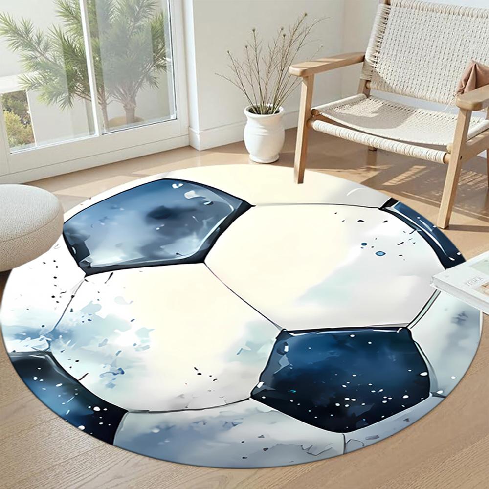 Tapis Rond Football Parfait pour Entrée Chambres Balcon Dortoir Tapis Rond Antidérapant Bureau Décoration Maison Cadeau Spirituel