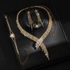 Elegant Necklace Earrings Bracelet Set Sparkling Crystal Wedding Ornaments  Festival