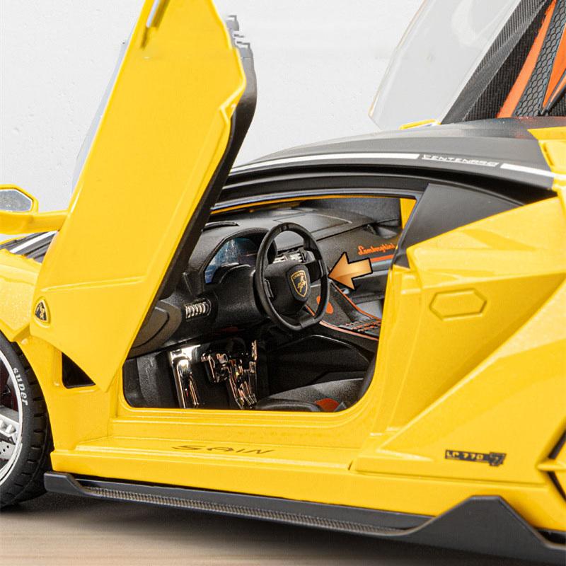 1/18 Lamborghini LP770 LP770-4 Alloy Sports Car Model Diecast Metal Track Racing Car Vehicles Model Sound and Light Simulation Kids Toy Gift