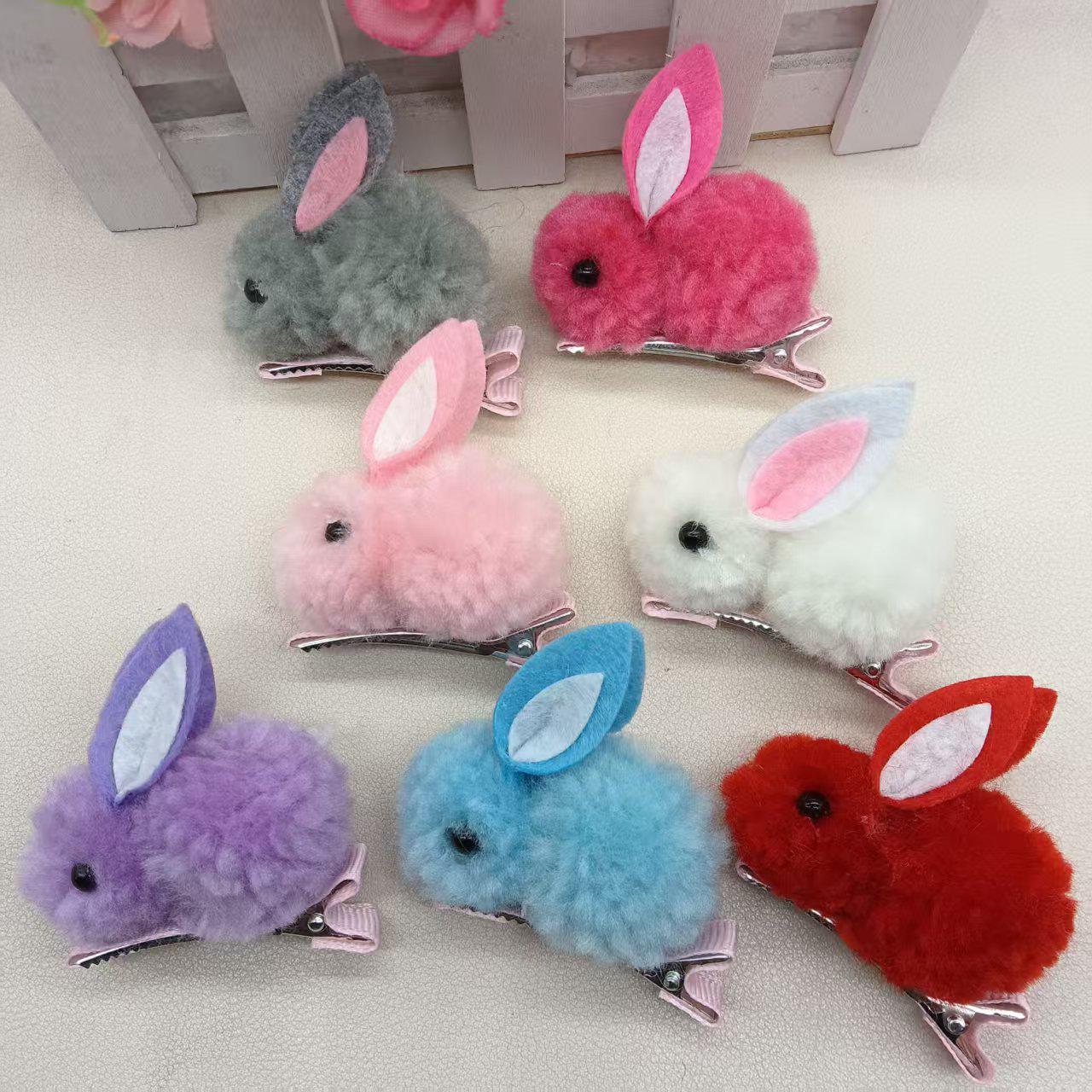 

Плюшевые заколки для волос Год Кролика для девочек - Милые детские аксессуары и подарки для детского сада