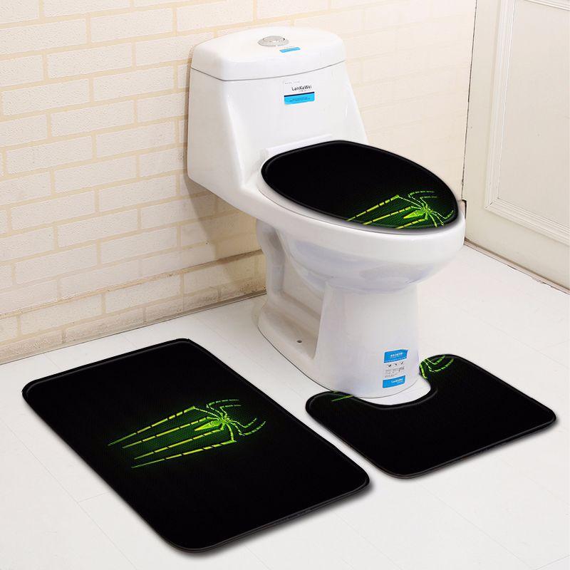3D Spider Bathroom Toilet Three-Piece Floor Mat Door Mat Bathroom Carpet