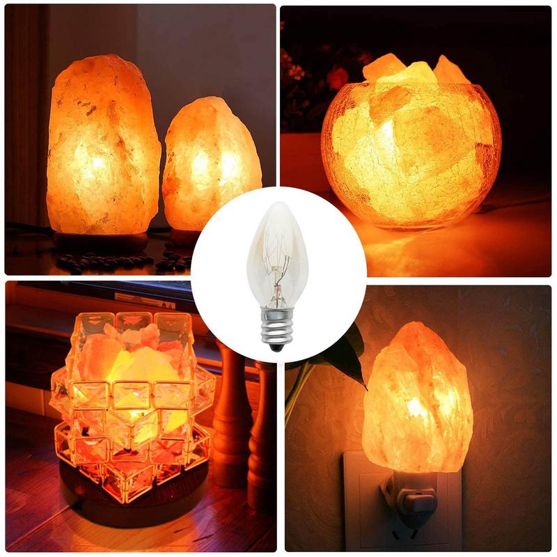 E12 Light Bulb 220V 10W 100LM 2700K Transparent Warm Color C7 Incandescent Tungsten Night Lamp Bulb Himalayan Salt Lamp Dropship