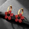 Temperament Ankola Red Drop Glaze Flower Stud Earrings Light Luxury Design