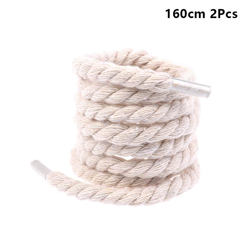 2Pcs Round Thick Rope Laces Polyester Cotton Solid Color Laces 0.8Cm Diameter 120/140/160Cm Length Bold Shoelaces