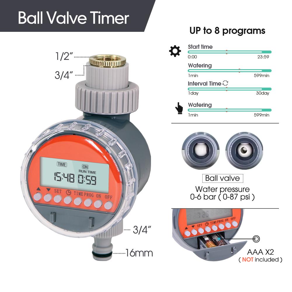 Popular Solar Power Water Timer Irrigation Solenoid Valve Controller Waterproof Power-saving Timer Irrigation Controller System N194-