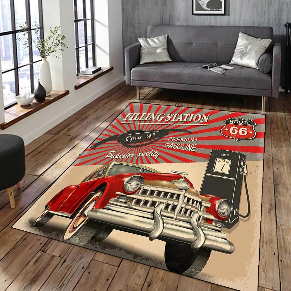 Tappeto Tappeto Stampato 3D Tappetini Antiscivolo Zerbino Poster Classico Moto Auto Retrò Tappeti Soggiorno Camera da Letto Decorazioni per la Casa