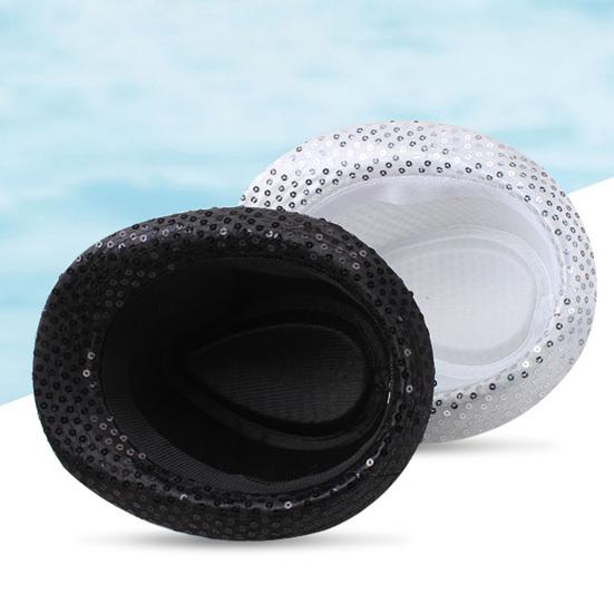 Yousheng Jazz Hat Adult Kids Sequin Stage Show Hat Dance Performance Cap Christmas Halloween New Year Headwear