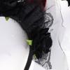 Lace Trim Halloween Cow Horns Headband Flowers Design Red Rose Headband  Women's Accessories