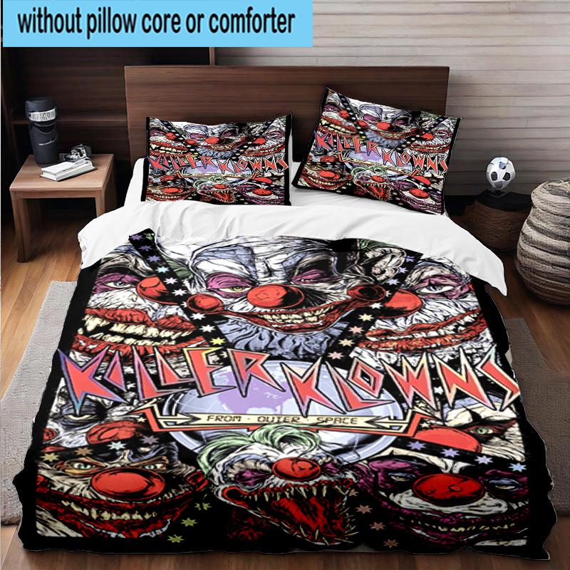 1PC Scary Clown Horror 3pcs Bedding,Including 1pc Duvet Cover And 2pcs Pillowcases Perfect for Christmas,Ideal for Bedroom, Dormitory