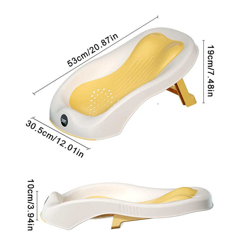 Foldable Baby Bath Seat - Non-Slip Pp Shower Net Support, Ergonomic Backrest Design, Easy-Clean Christmas Gift For Toddlers