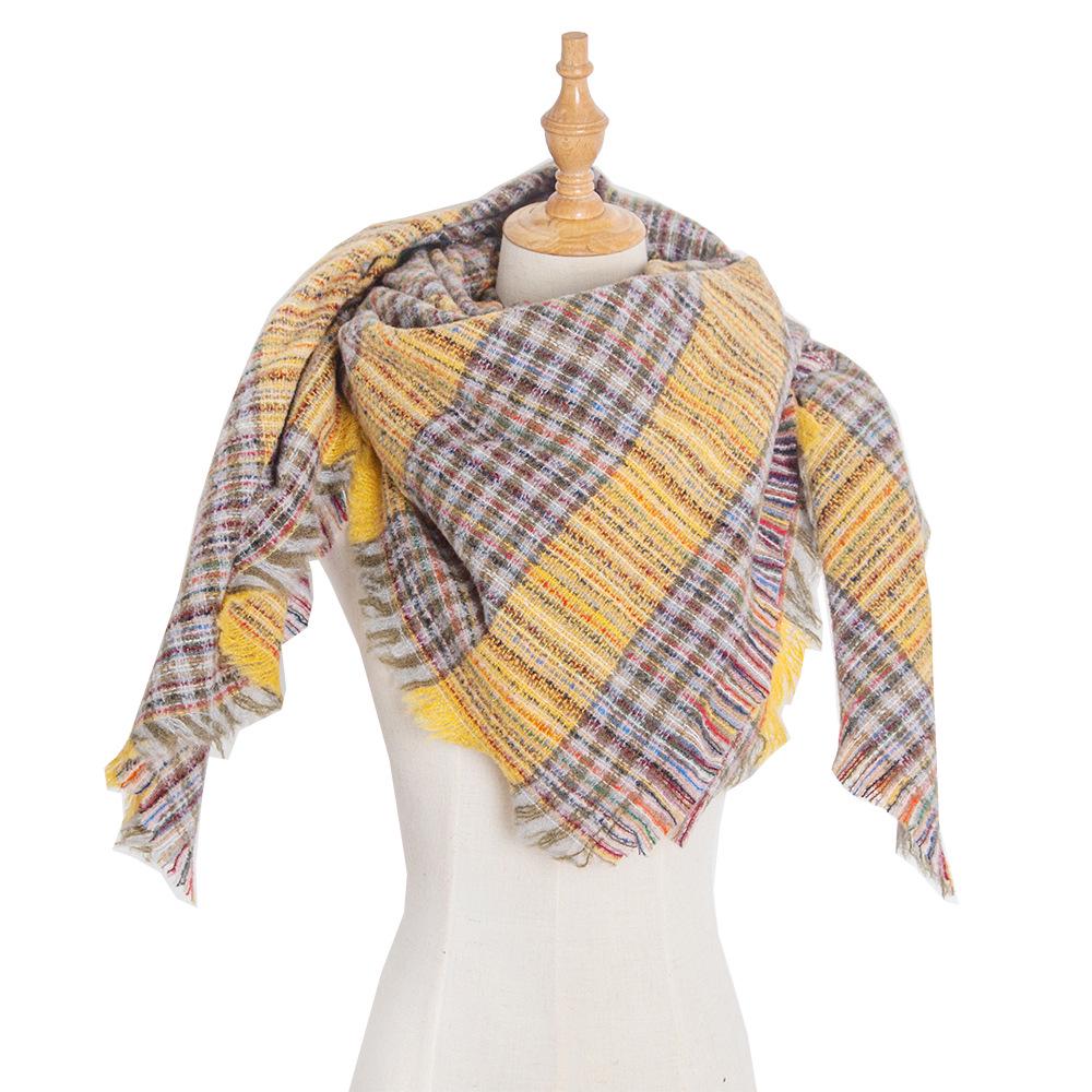 Europäisch-Amerikanisches Bouclé-Garn Plaid Dreieckstuch Schal - Frühling Herbst Winter Halswärmer