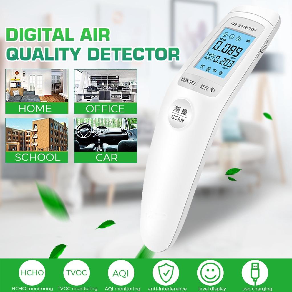 2.5-3.2v Digital Air Quality Detector Tester Monitor USB Charging LED 3D Detect TVOC HCHO AQI For Home Office School Car Hotel New
