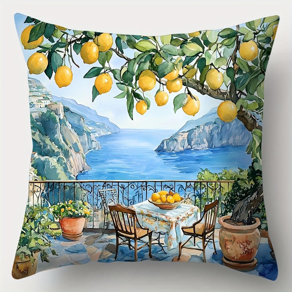 Zitronenbaum Kissenbezug 18 Zoll Einseitiger Druck, Heimdekoration, Sofa Lendenkissenbezug, Kissenhülle Ohne Kissenkern