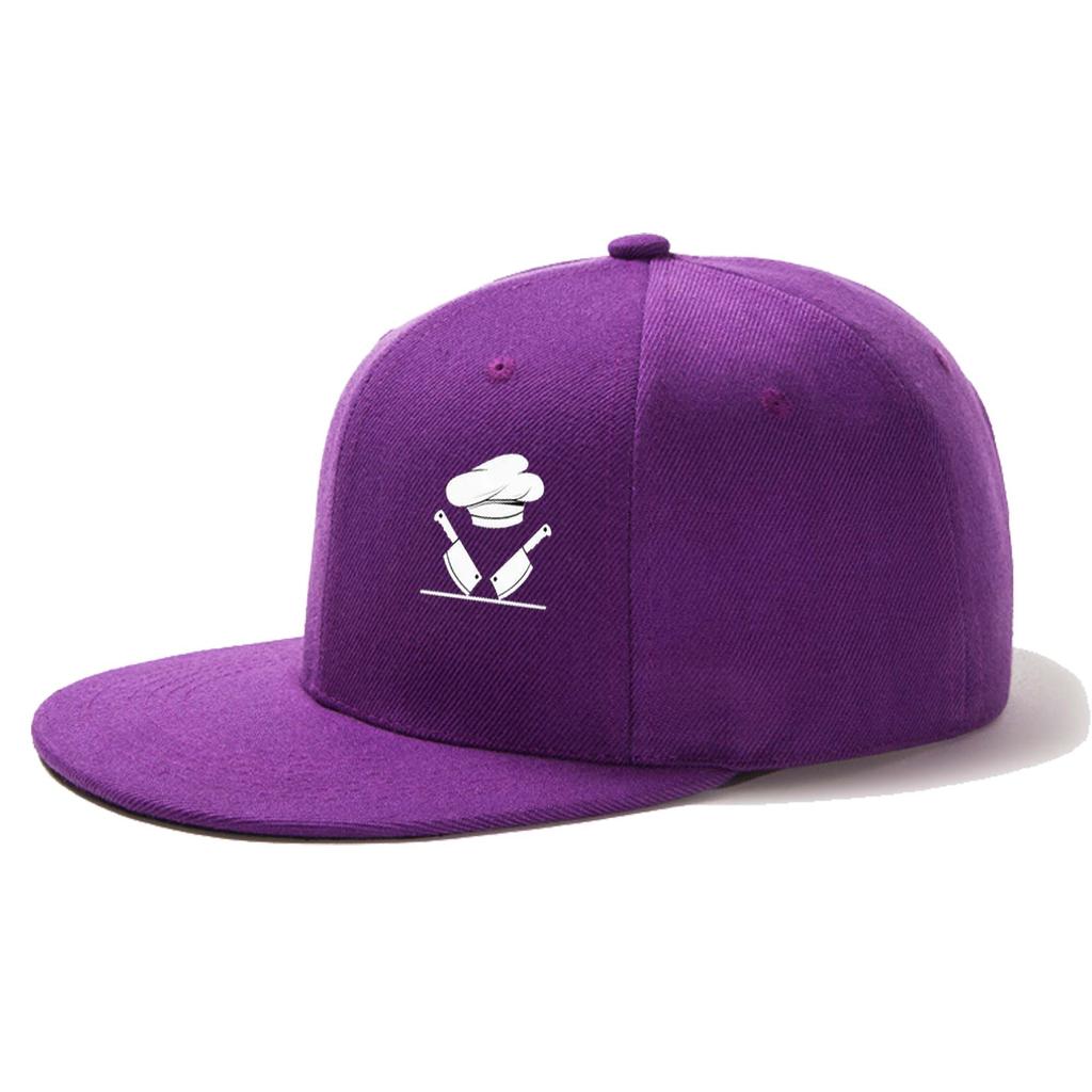 Chef Hat and Cleavers Graphic Baseball Cap Adjustable Polyester Kitchen Work Hat Casual Outdoor Snapback