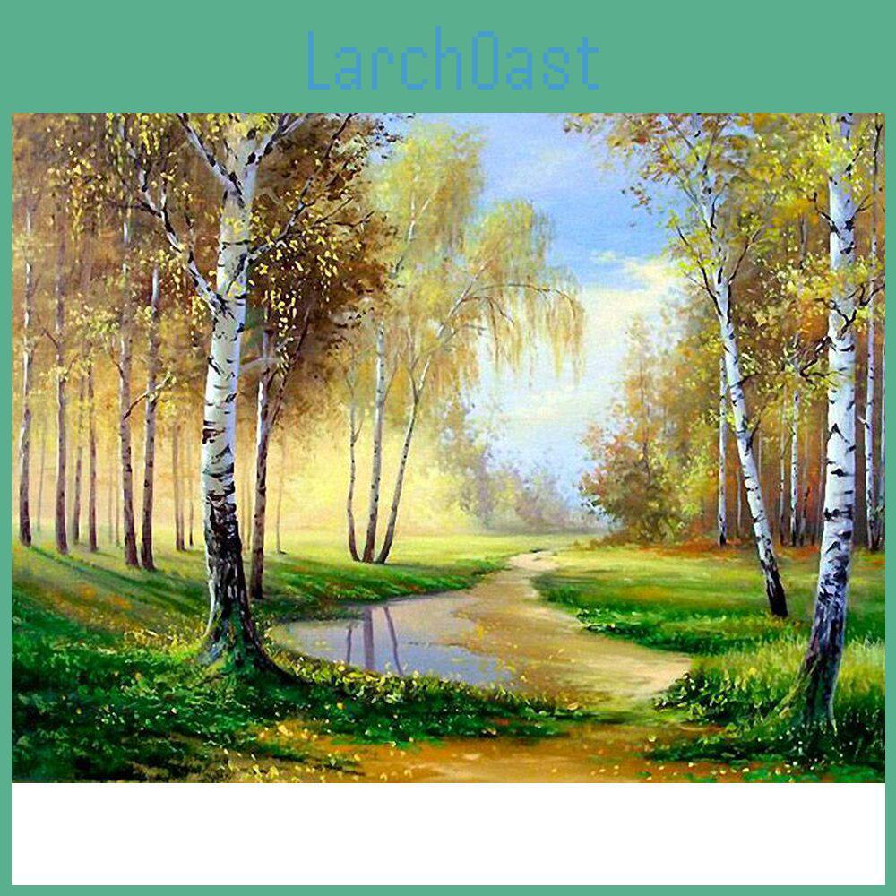 Diy Drill Painting Full Diamond Scenery Birch Tree Diamond Embroidery Landscape Rhinestone Painting