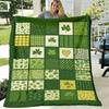 Vintage St Patrick's Day Clover Heart Print Flannel Throw Blanket Soft, Cozy, AllSeason Quilt with Digital Printing, Green & White Design for Sofa, Be