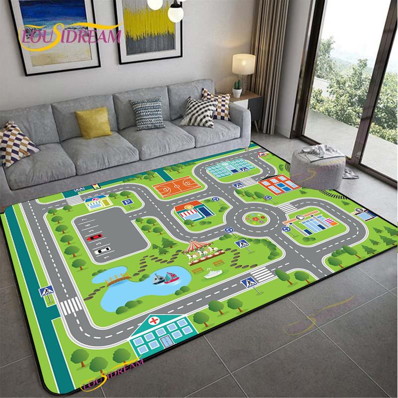 Alfombra Road Traffic Rout Map Carpet Living Room Sofa Coffee Table Bedroom Rugs Kitchen Kid Play Anti-slip Floor Mat Home Decor
