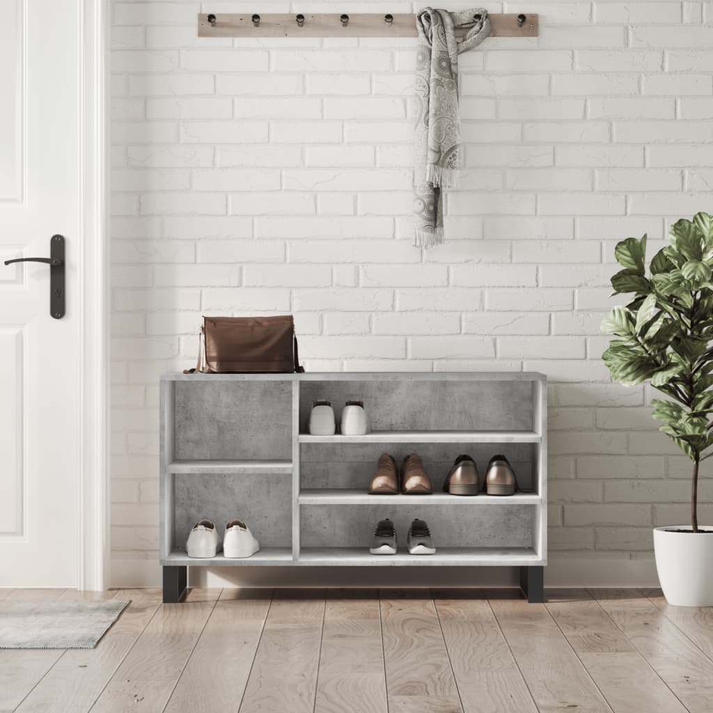 Shoe Rack Concrete Grey 102 x 36 x 60 cm Particleboard