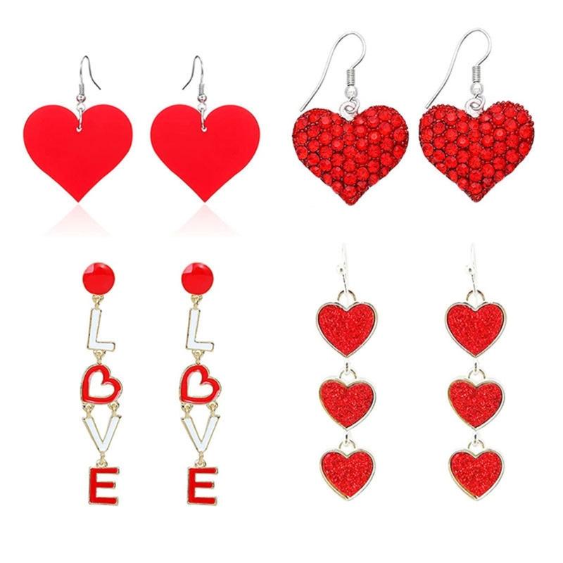 Temperament Pendant Earring Sweet Cool  Love Heart Charm Earrings Y2K Style Small Hoop Earrings Fashion Jewelry