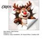 DIY Christmas Wall Scene Reindeer Decal, 3D Hole Illusion Red Nose Rudolph Sticker, Elk Window Clings Peel And Stick Waterproof PVC Decor for
