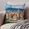 1PCS Classical LLake Zurich Cushion Cover Pillowcase Antidustmite Invisible Zipper Short Plush Sofa Cushion