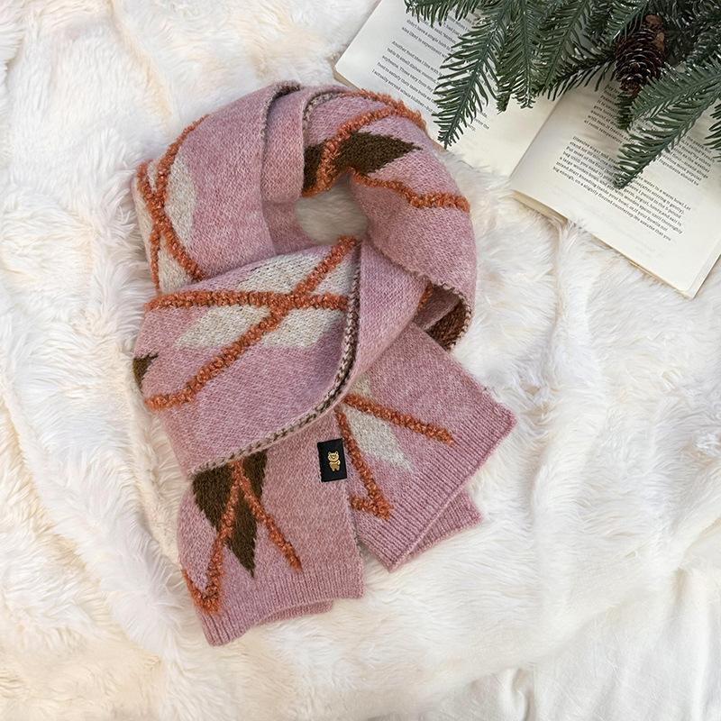 Christmas scarf autumn and winter versatile thickened warm retro rhombus plaid scarf scarf