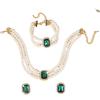 Collana da sposa multistrato perla sintetica cristallo geometrico orecchini a lobo bracciale set da tre pezzi