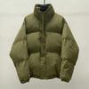High Street Stand Collar Cotton Puffer Jacket Couples Loose Fit Winter Warm Thick Coat Solid Color Casual Outerwear