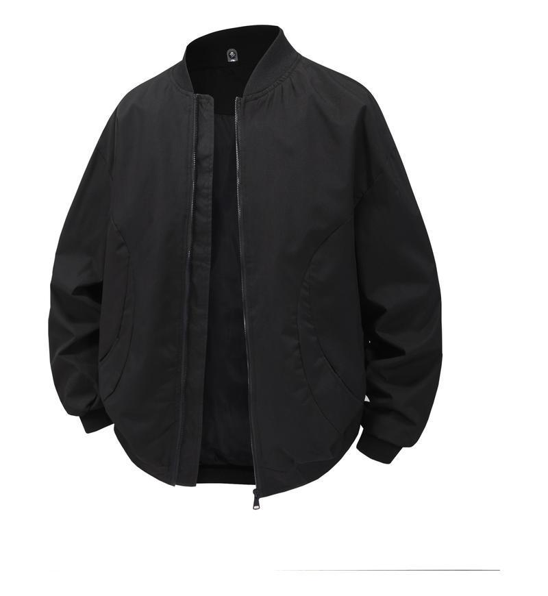 

Spring & Autumn American-Style Baseball Collar Windbreaker: Trendy Loose-Fit Casual Jacket L чорний