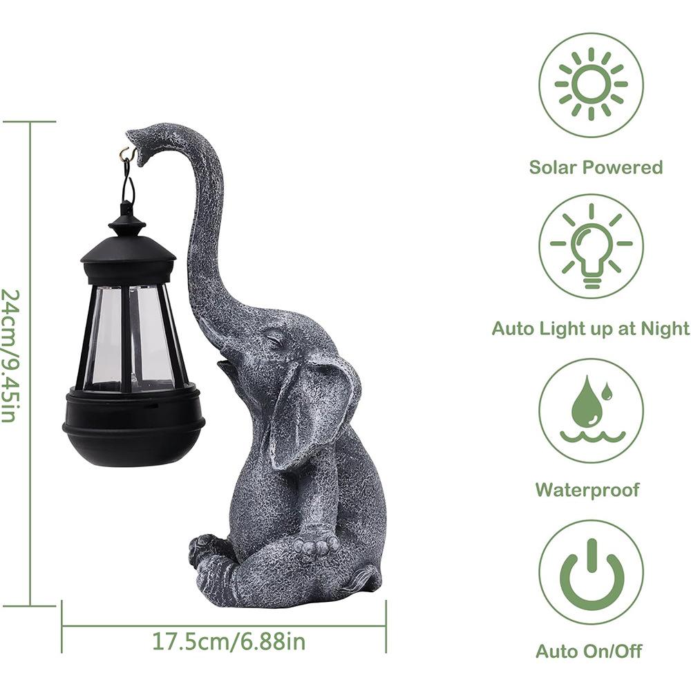 JYL TS/005,Solar Resin Elephant Animal Figurine Light for Outdoor Lawn and Home Garden Decorative Ornament