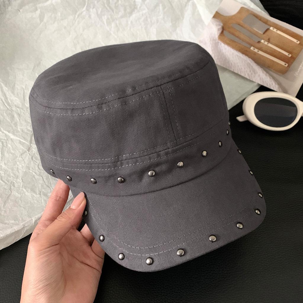Women S Vintage Rivet Flat Top Equestrian Hat Summer Sun Protection Casual Hat