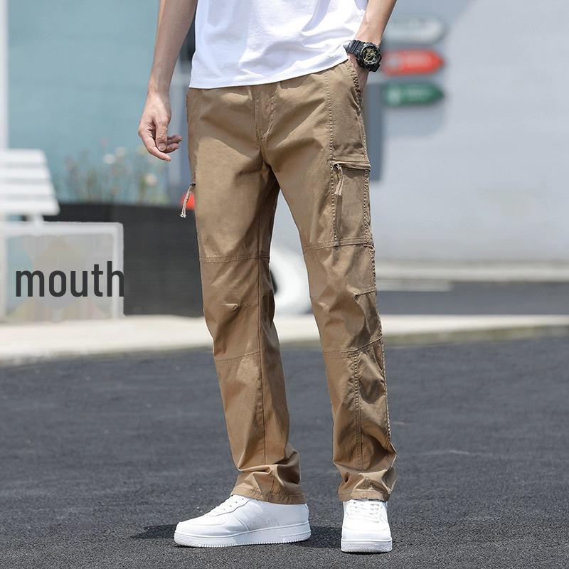 Men's Casual Workwear Straight Pants - Large Size, Loose Fit, Multi-Pocket, All-Match Sports Style